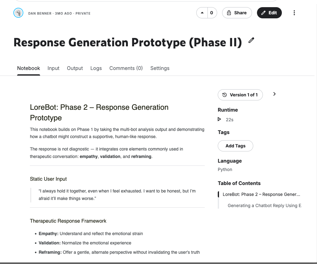 AI response generation (Phase II)