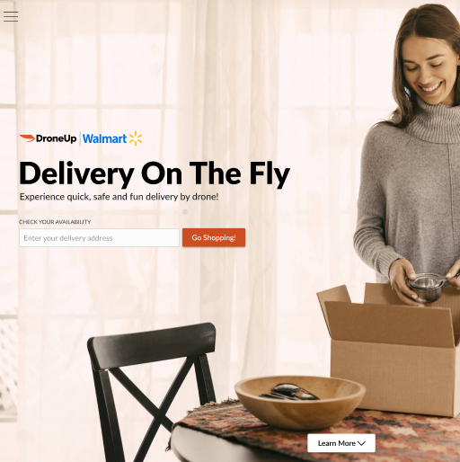 DroneUp and Walmart — Delivery On The Fly landing screen
