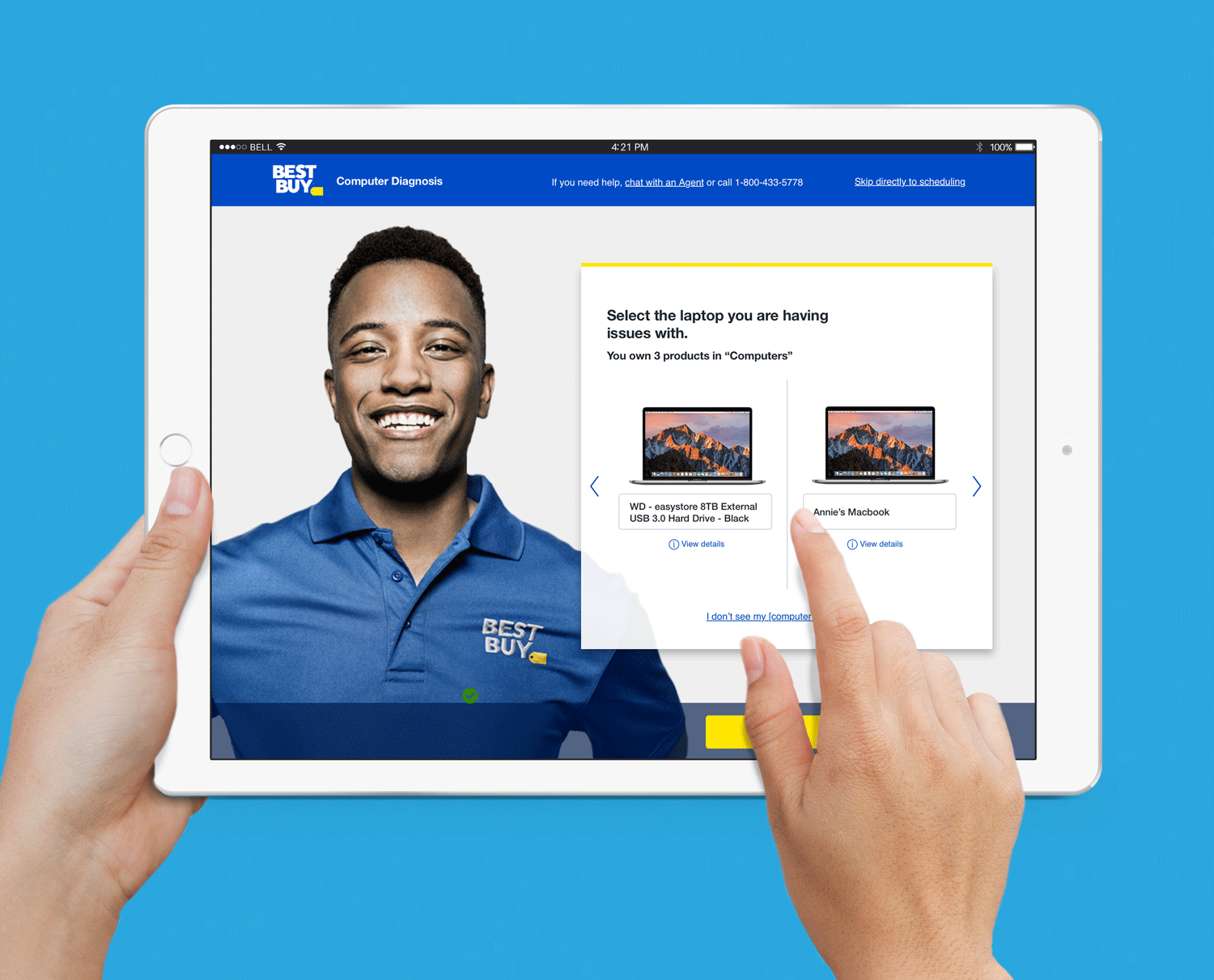 Best Buy triage on tablet