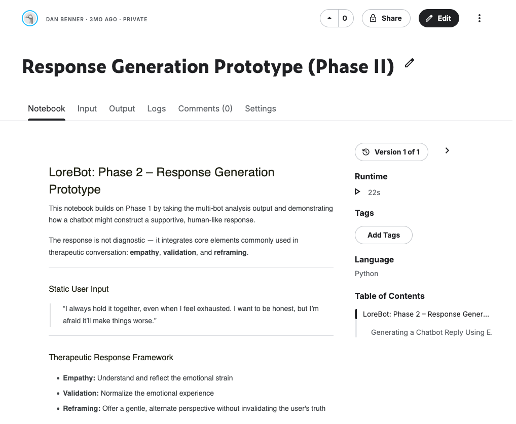 AI response generation (Phase II)