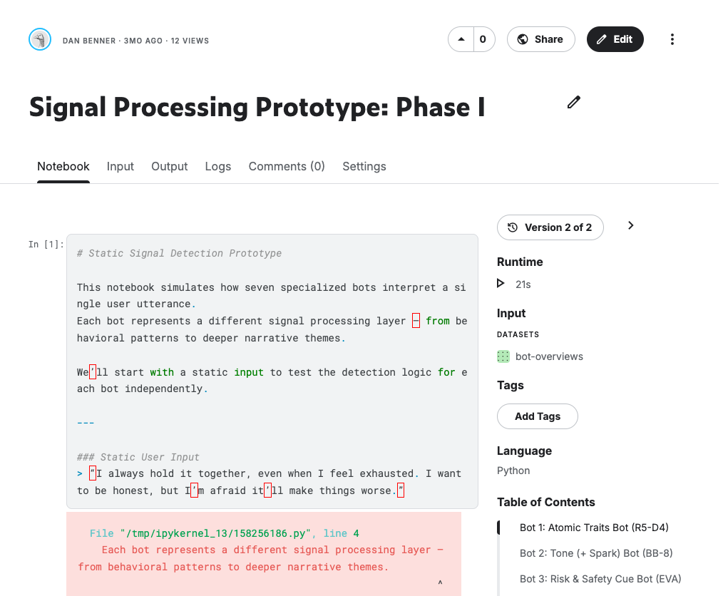 Conversational signal processing (Phase I)